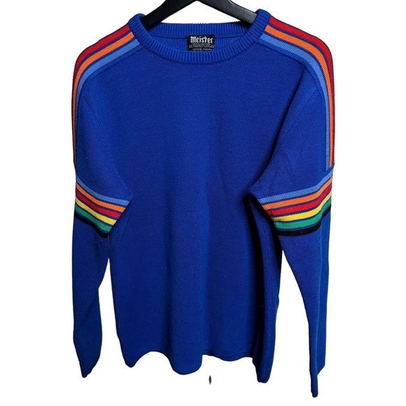 VTG 70’s Meister Ski Rainbow Sweater 100% Pure Conjugate Wool - Picture 1 of 3